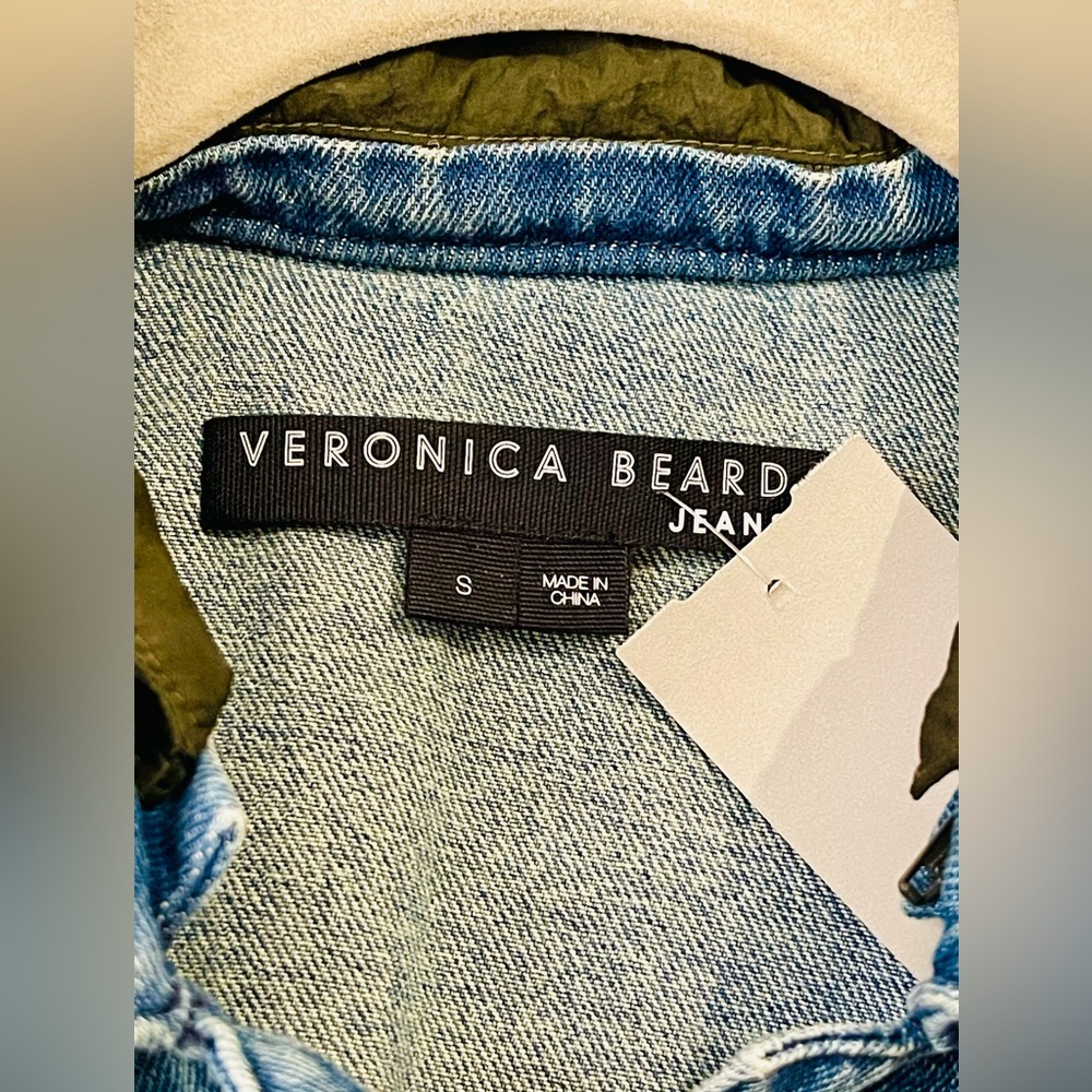 Veronica Beard Waterfall Shani Jacket Olive Green Blue Denim - Picture 5 of 5